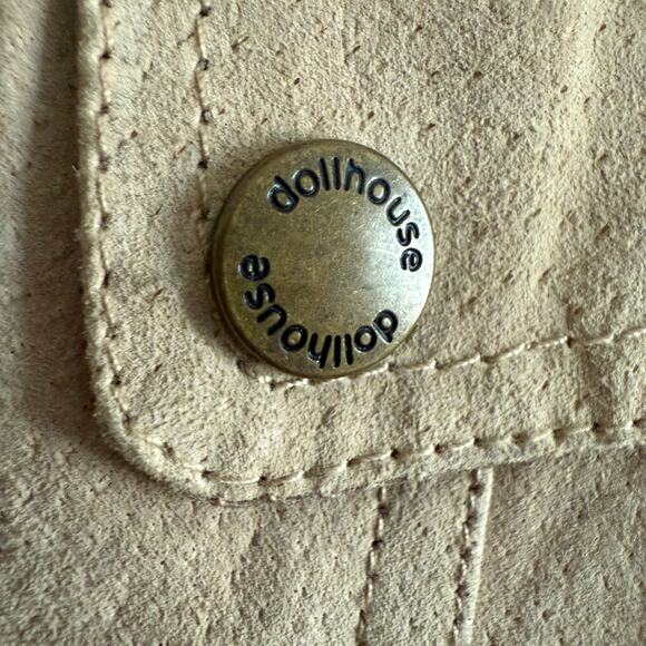 Y2K Vintage DOLLHOUSE | Tan Suede Leather Moto Style Jacket | Extra Large - Picture 3 of 9